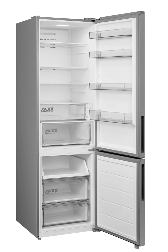 Midea MDRB600MME46 inox, alulfagyasztós, Hűtő: 313L, Fagyasztó:130L, Total No frost hűtőszekrény