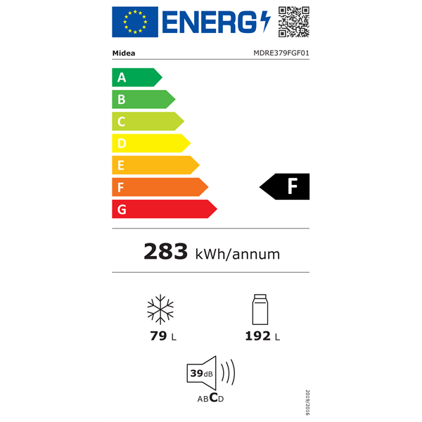 Midea MDRE379FGF01 beépíthető alulfagyasztós hűtőszekrény