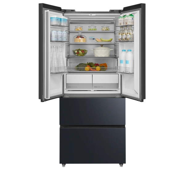 Midea MDRF600BIE70 inox, négyajtós, Hűtő:276L, Fagyasztó:159L, No frost hűtőszekrény