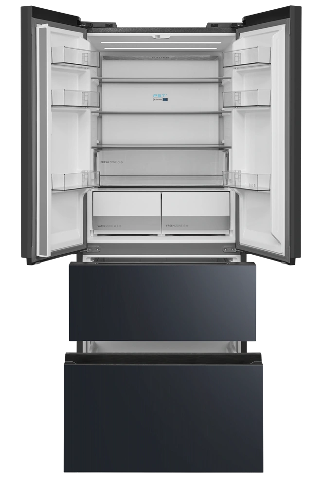 Midea MDRF600BIE70 inox, négyajtós, Hűtő:276L, Fagyasztó:159L, No frost hűtőszekrény