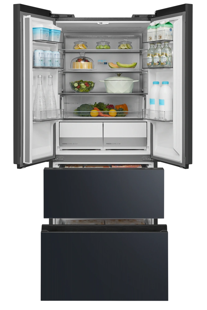 Midea MDRF600BIE70 inox, négyajtós, Hűtő:276L, Fagyasztó:159L, No frost hűtőszekrény