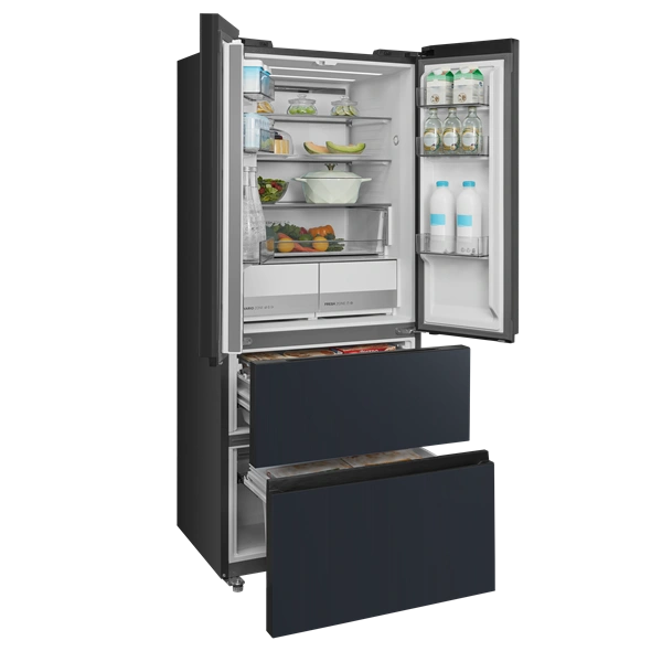 Midea MDRF600BIE70 inox, négyajtós, Hűtő:276L, Fagyasztó:159L, No frost hűtőszekrény