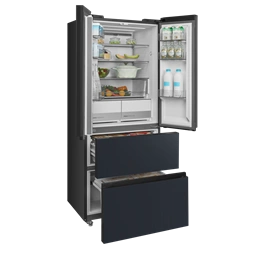 Midea MDRF600BIE70 inox, négyajtós, Hűtő:276L, Fagyasztó:159L, No frost hűtőszekrény