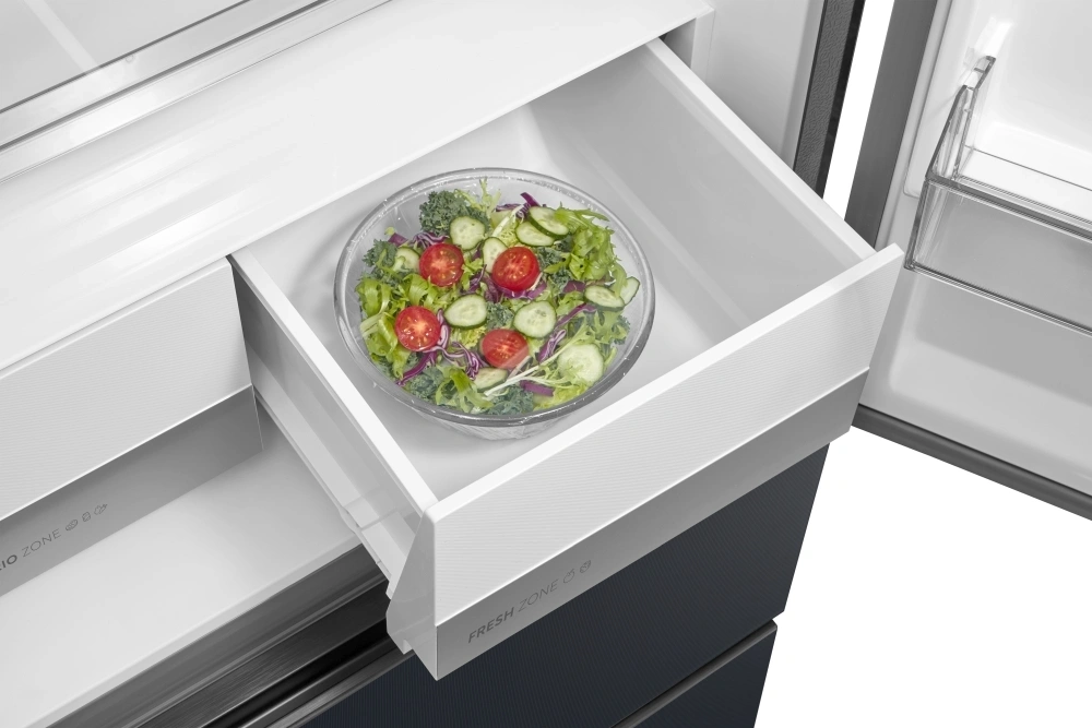 Midea MDRF600BIE70 inox, négyajtós, Hűtő:276L, Fagyasztó:159L, No frost hűtőszekrény