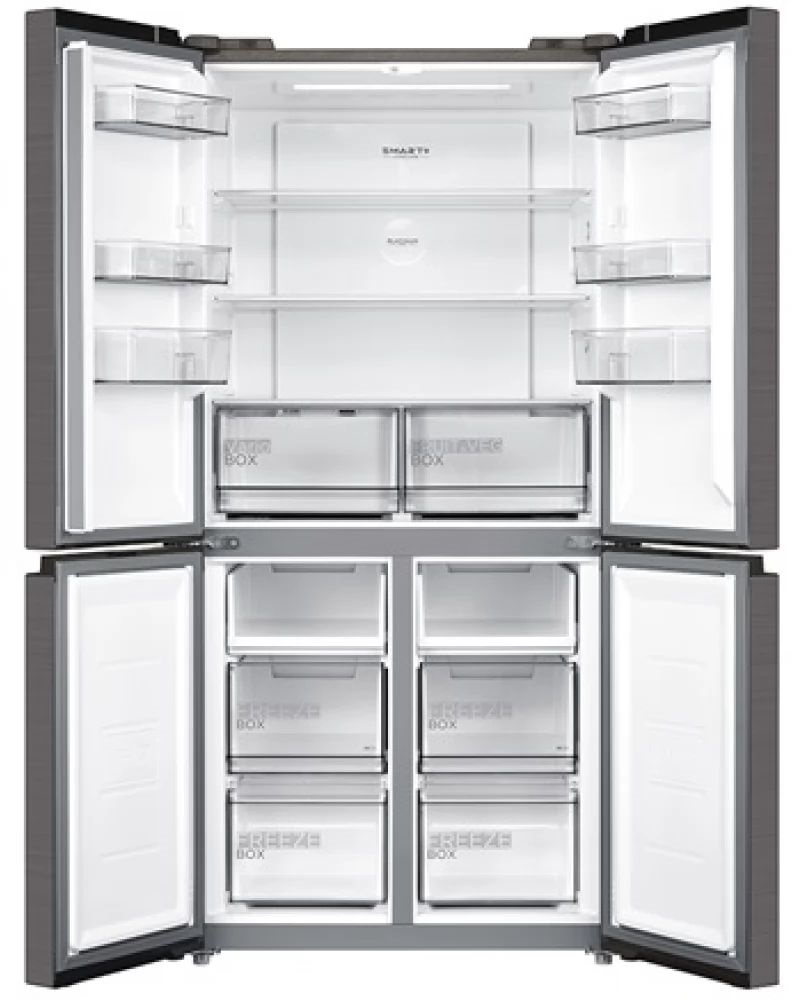 Midea MDRF632FIE28 fekete, négyajtós, Hűtő:305L, Fagyasztó:169L, No frost hűtőszekrény