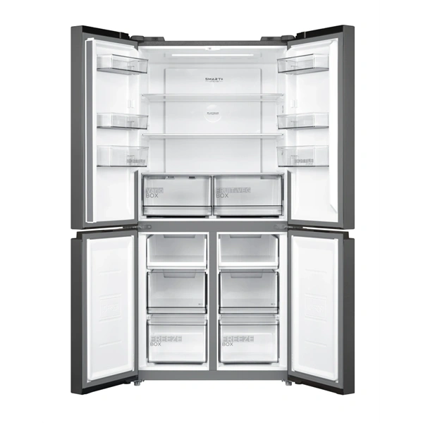 Midea MDRF632FIE45 inox, négyajtós, Hűtő:305L, Fagyasztó:169L, No frost hűtőszekrény