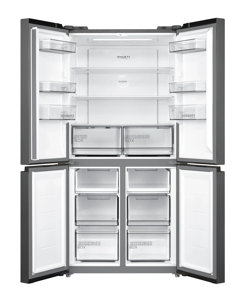 Midea MDRF632FIE45 inox, négyajtós, Hűtő:305L, Fagyasztó:169L, No frost hűtőszekrény