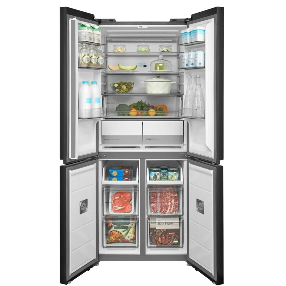 Midea MDRF632FIE45 inox, négyajtós, Hűtő:305L, Fagyasztó:169L, No frost hűtőszekrény