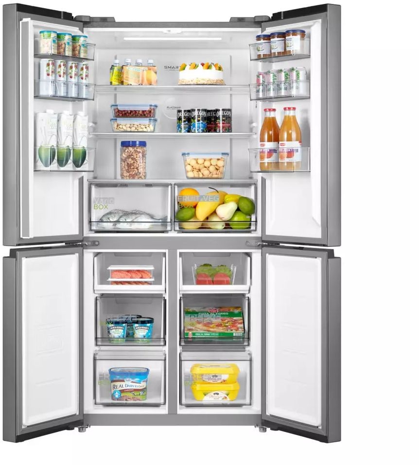 Midea MDRF632FIE46 inox, négyajtós, Hűtő:305L, Fagyasztó:169L, No frost hűtőszekrény