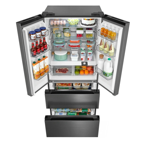 Midea MDRF692FIE46 inox, négyajtós, Hűtő:347L, Fagyasztó:169L, No frost hűtőszekrény