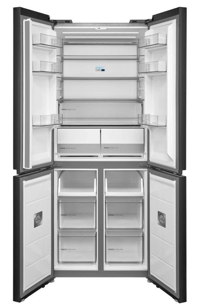 Midea MDRM587BIE70 inox, négyajtós, Hűtő:276L, Fagyasztó:150L, No frost hűtőszekrény
