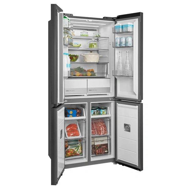 Midea MDRM587BIE70 inox, négyajtós, Hűtő:276L, Fagyasztó:150L, No frost hűtőszekrény