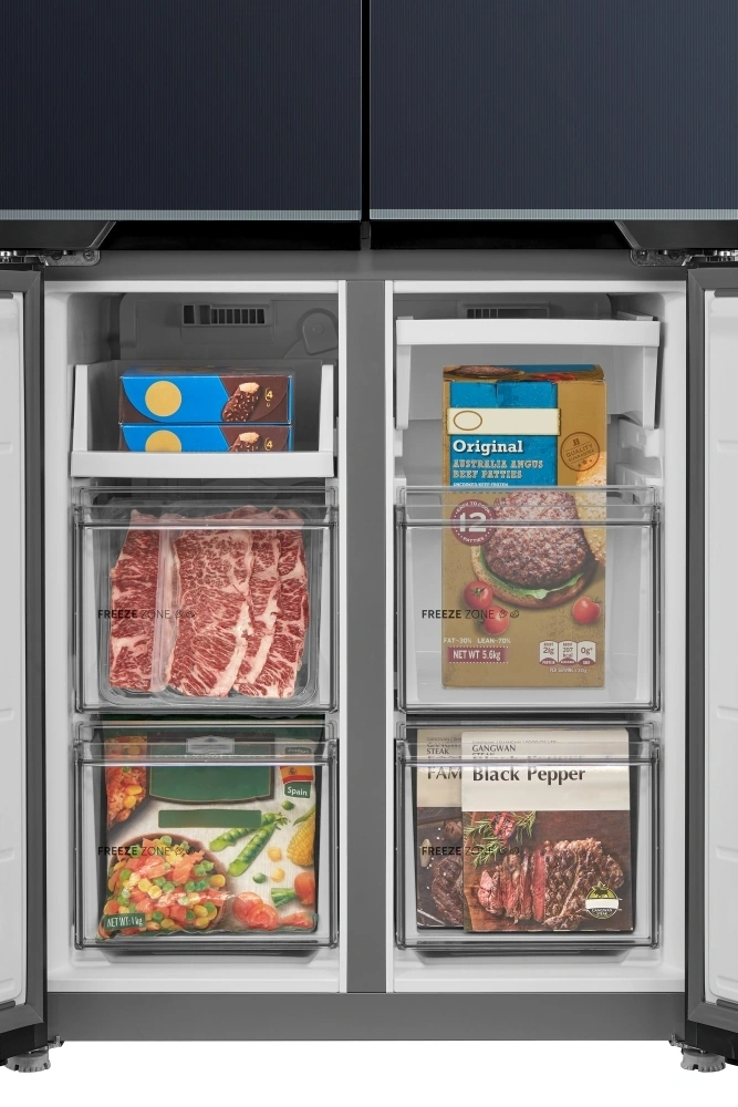 Midea MDRM587BIE70 inox, négyajtós, Hűtő:276L, Fagyasztó:150L, No frost hűtőszekrény