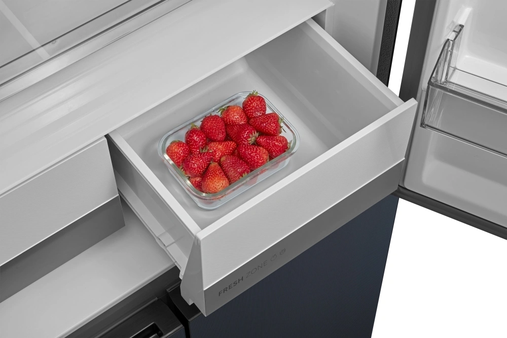 Midea MDRM587BIE70 inox, négyajtós, Hűtő:276L, Fagyasztó:150L, No frost hűtőszekrény