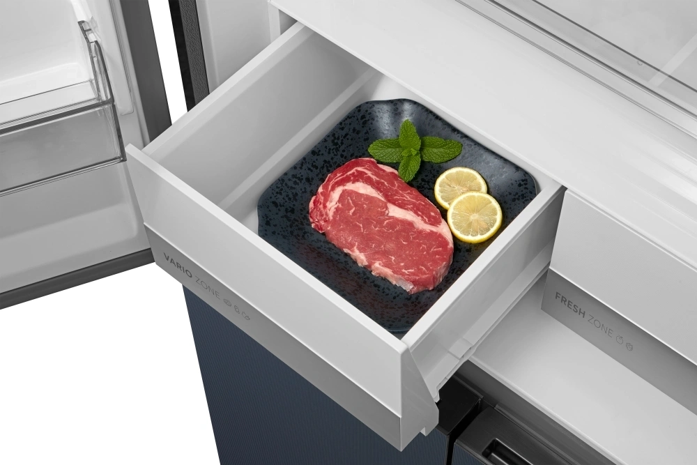 Midea MDRM587BIE70 inox, négyajtós, Hűtő:276L, Fagyasztó:150L, No frost hűtőszekrény