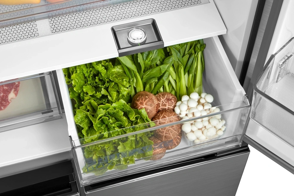 Midea MDRM691FIE46 inox, négyajtós, Hűtő:345L, Fagyasztó:170L, No frost hűtőszekrény