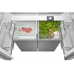 Midea MDRM691FIE46 inox, négyajtós, Hűtő:345L, Fagyasztó:170L, No frost hűtőszekrény