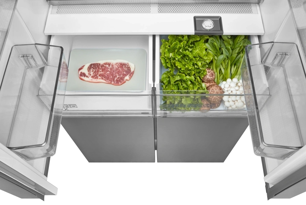 Midea MDRM691FIE46 inox, négyajtós, Hűtő:345L, Fagyasztó:170L, No frost hűtőszekrény