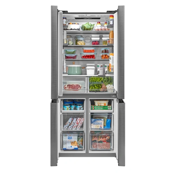 Midea MDRM691FIE46 inox, négyajtós, Hűtő:345L, Fagyasztó:170L, No frost hűtőszekrény