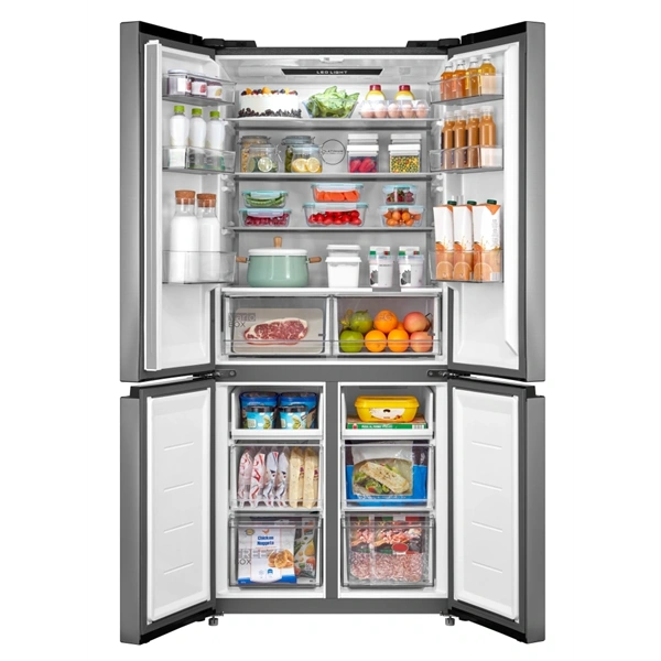 Midea MDRM691FIE46 inox, négyajtós, Hűtő:345L, Fagyasztó:170L, No frost hűtőszekrény