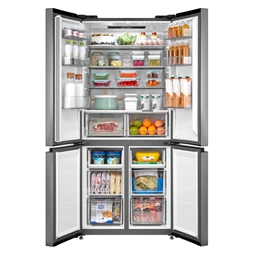 Midea MDRM691FIE46 inox, négyajtós, Hűtő:345L, Fagyasztó:170L, No frost hűtőszekrény