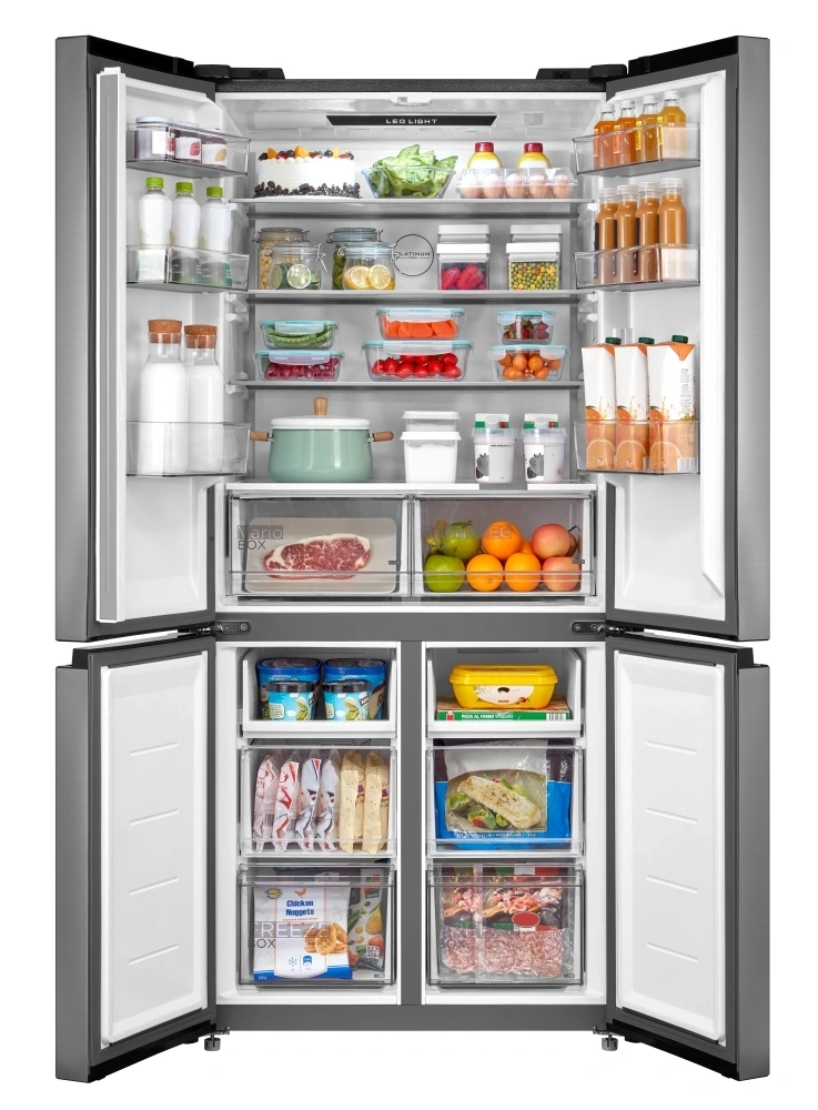 Midea MDRM691FIE46 inox, négyajtós, Hűtő:345L, Fagyasztó:170L, No frost hűtőszekrény