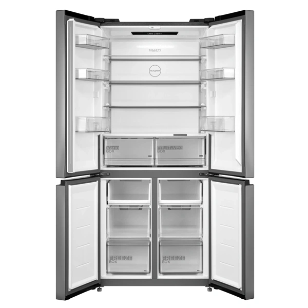 Midea MDRM691FIE46 inox, négyajtós, Hűtő:345L, Fagyasztó:170L, No frost hűtőszekrény
