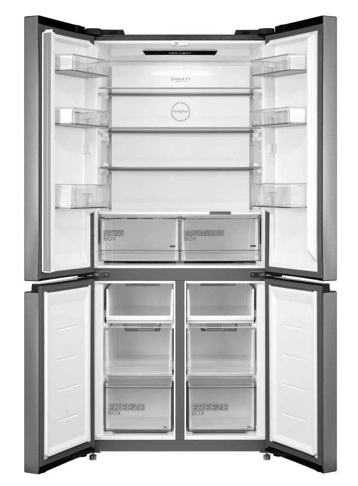 Midea MDRM691FIE46 inox, négyajtós, Hűtő:345L, Fagyasztó:170L, No frost hűtőszekrény