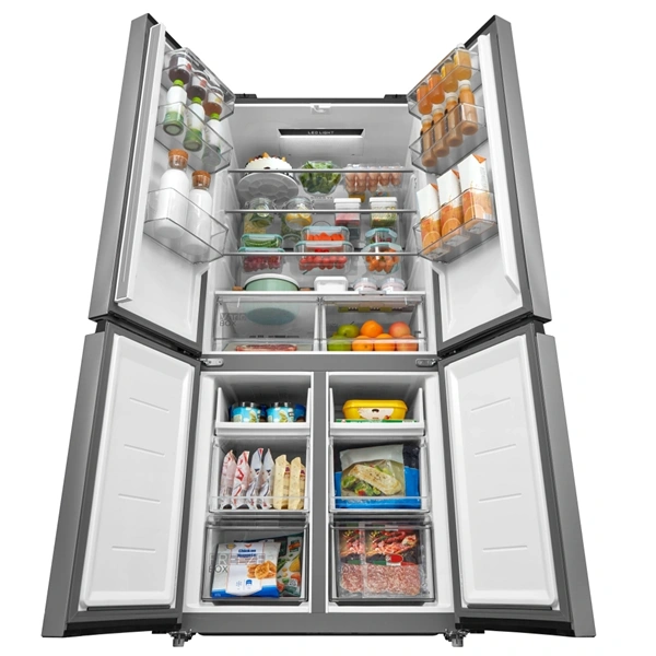 Midea MDRM691FIE46 inox, négyajtós, Hűtő:345L, Fagyasztó:170L, No frost hűtőszekrény