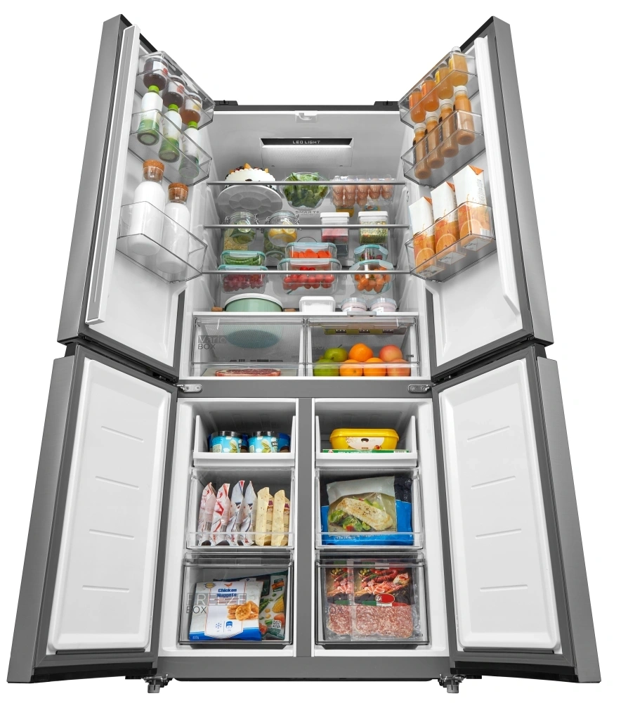 Midea MDRM691FIE46 inox, négyajtós, Hűtő:345L, Fagyasztó:170L, No frost hűtőszekrény