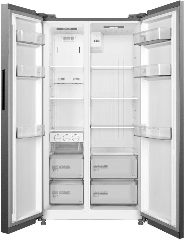 Midea MDRS710FGD46 inox, Side-by-side, Hűtő:349L, Fagyasztó:206L, No frost hűtőszekrény