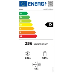 Midea MDRS710FGD46 inox, Side-by-side, Hűtő:349L, Fagyasztó:206L, No frost hűtőszekrény