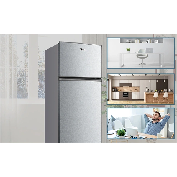 Midea MDRT294FGE50 ezüst, felülfagyasztós, Hűtő:163L, Fagyasztó:41L, No frost hűtőszekrény