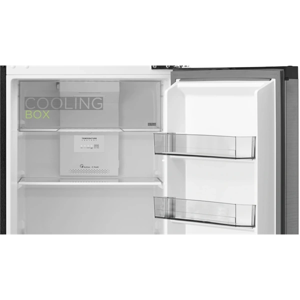 Midea MDRT385MTE46 inox, felülfagyasztós, Hűtő:206L, Fagyasztó:60L, No frost hűtőszekrény