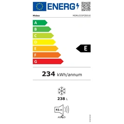 Midea MDRU333FZE01E fehér, egyajtós, Fagyasztó:238L, No frost fagyasztószekrény