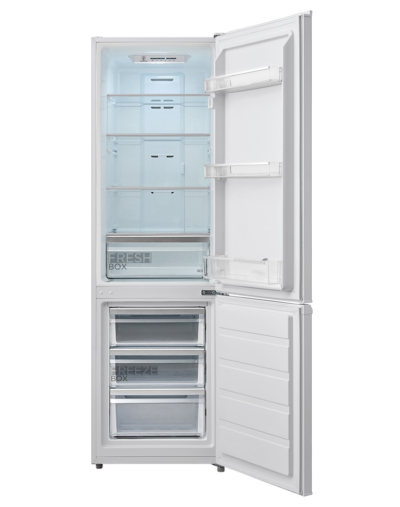 Midea MERB276FGE02A inox, alulfagyasztós, Hűtő:199L, Fagyasztó:71L, No frost hűtőszekrény
