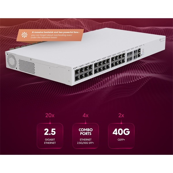 MikroTik CRS326-4C+20G+2Q+RM 1U 19" 20x2.5GbE Multi-Gigabit LAN 4x10GbE RJ45/SFP+ 2xQSFP+ port Cloud Router Switch
