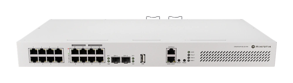 MikroTik CRS418-8P-8G-2S+RM 8xGbE LAN 8xGbE PoE LAN 2xSFP+ port Rackmount Cloud Router Switch