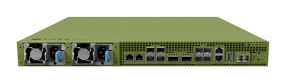 MikroTik ROSE 2x100G QSFP28,4x25G SFP28,4x10G SFP+,2x10G RJ45,1xGbE LAN, 20xU.2 NVMe storage slot Data Server