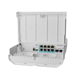 MikroTik netPower Lite 7R 8xGbE LAN 2xSFP+ port kültéri switch (7x Reverse PoE-in, 1xPoE-out)