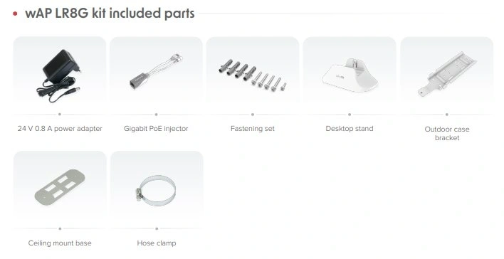 MikroTik wAP LR8G kit 802.11b/g/n 1x FE LAN port 1x R11e-LR8G modul 2,4GHz WiFi kültéri LoRaWAN gateway