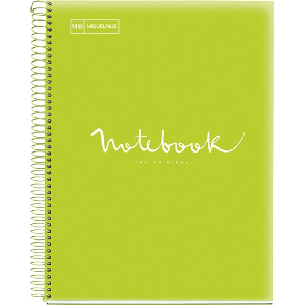 Miquelrius Emotions A4 PP 5x24 lapos lime kockás spirálfüzet