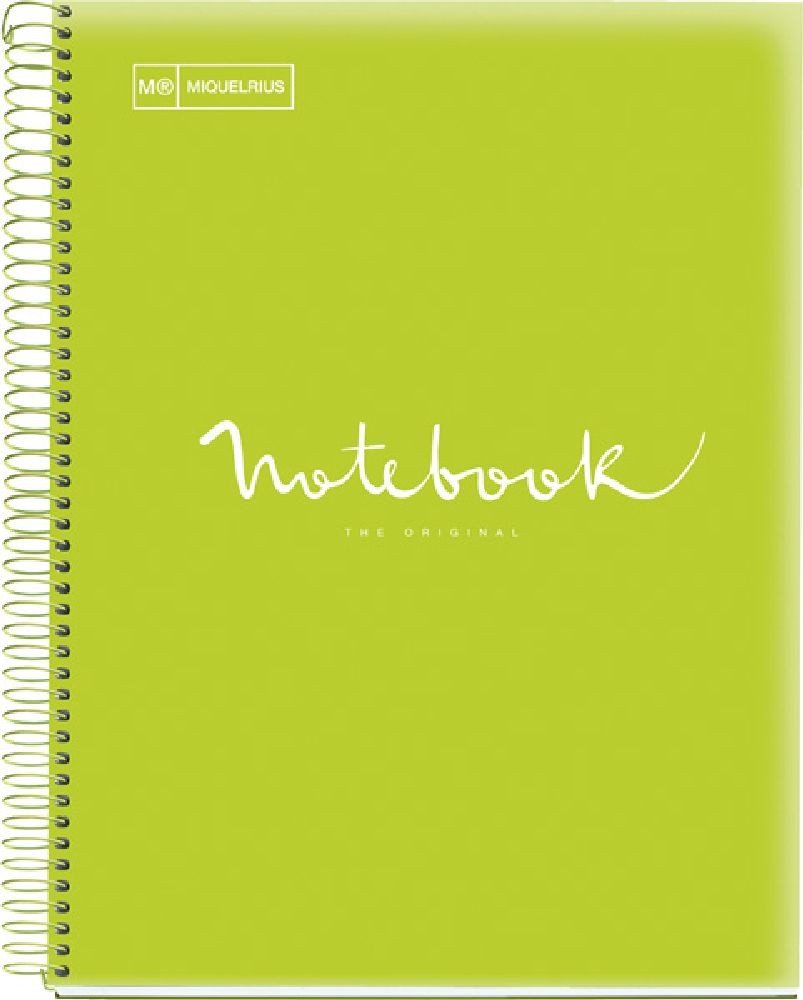Miquelrius Emotions A4 PP 5x24 lapos lime kockás spirálfüzet