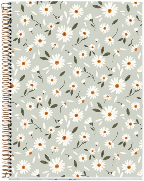 Miquelrius Green Flowers A4 4x30 lap kockás spirálfüzet
