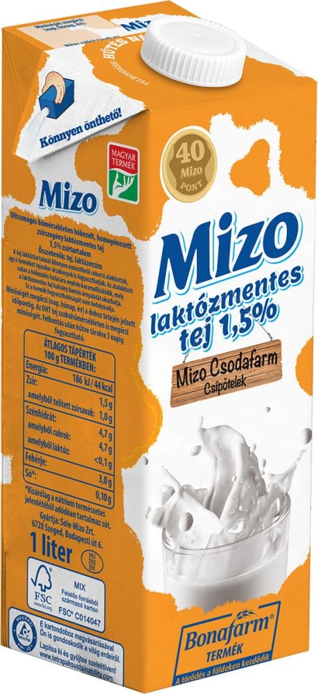 Mizo 1,5% 1 L-es laktózmentes UHT tej