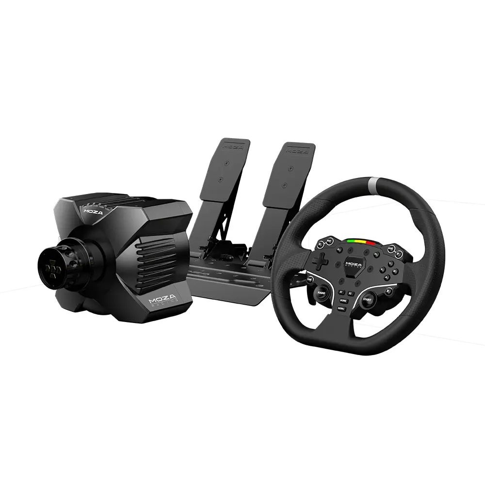 Moza Racing R3 PC szimulátor szett - Direct Drive, R3 bázis, ES kormány, SR-P Lite pedál, bilincs
