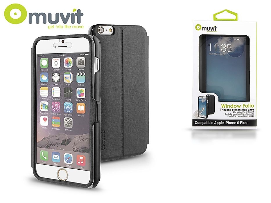 Muvit I-MUEYF0007 Muvit Window Folio iPhone 6 Plus/6S Plus fekete hátlap