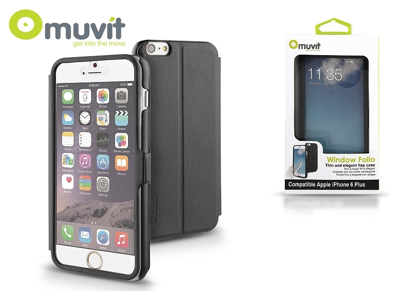 Muvit I-MUEYF0007 Muvit Window Folio iPhone 6 Plus/6S Plus fekete hátlap