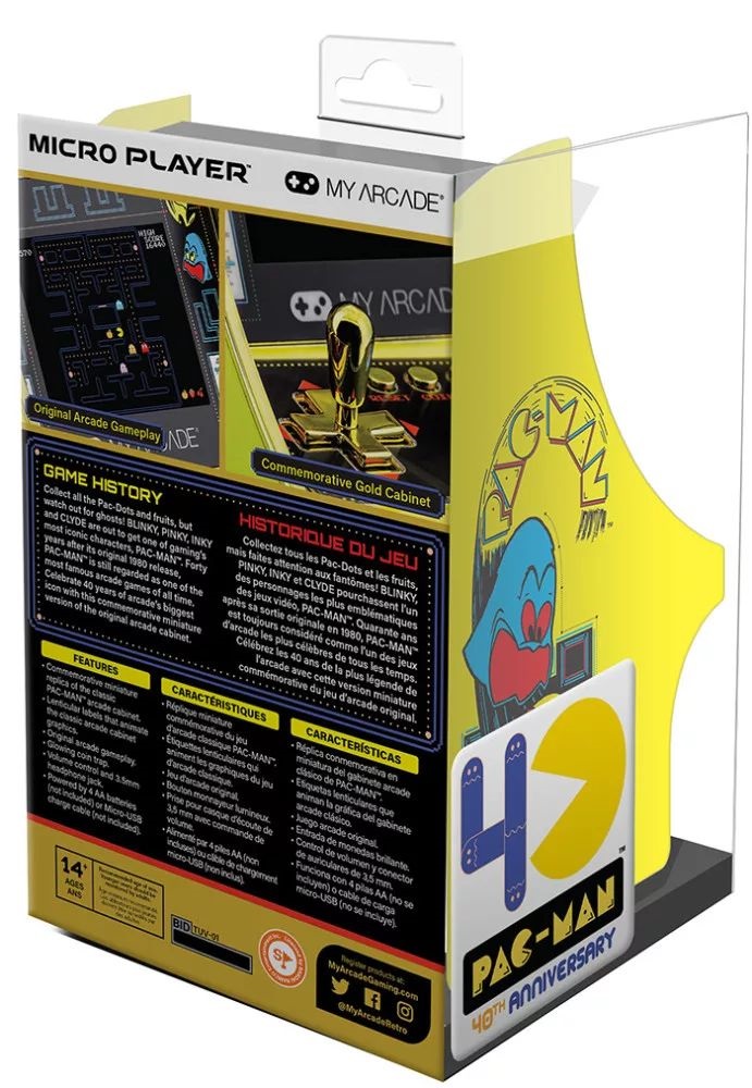 My Arcade DGUNL-3290 Pac-Man 40th Anniversary Micro Player Retro Arcade 6.75" hordozható játékkonzol