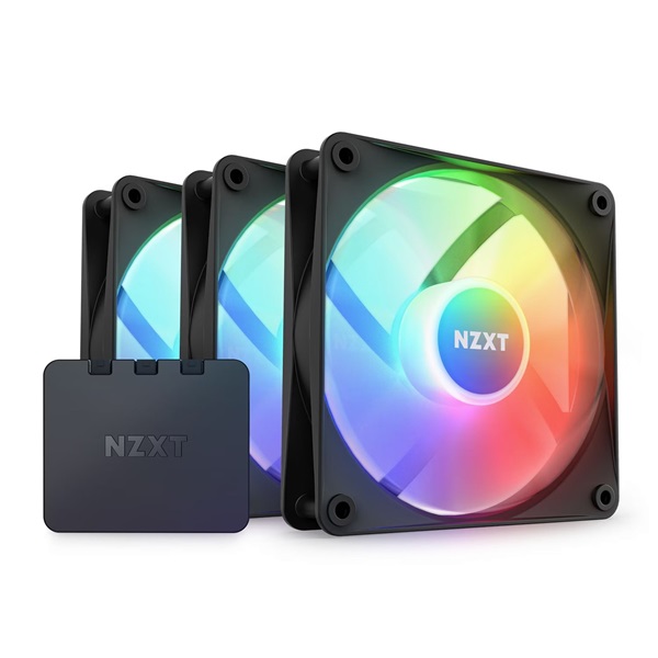 NZXT F120RGB Core 120mm Hub-mounted LED Triple fekete hűtőventilátor + RGB vezérlő